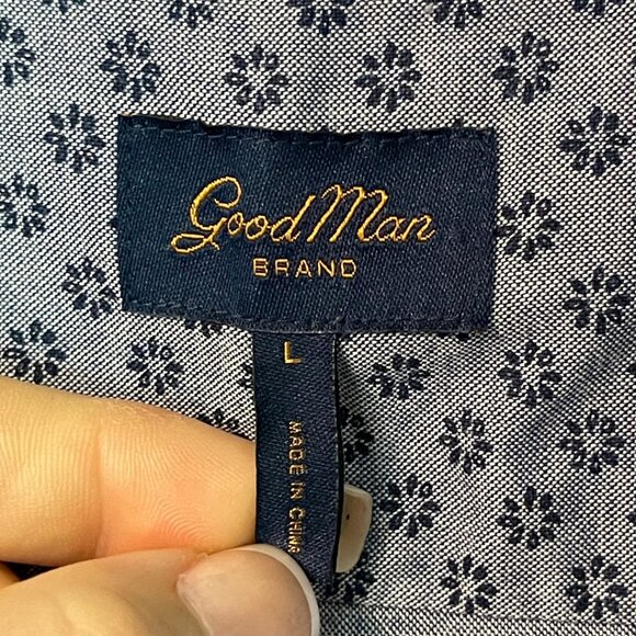 Good Man Brand Men’s Short Sleeve Button-Up Shirt Blue Floral Print Size L - Picture 5 of 6